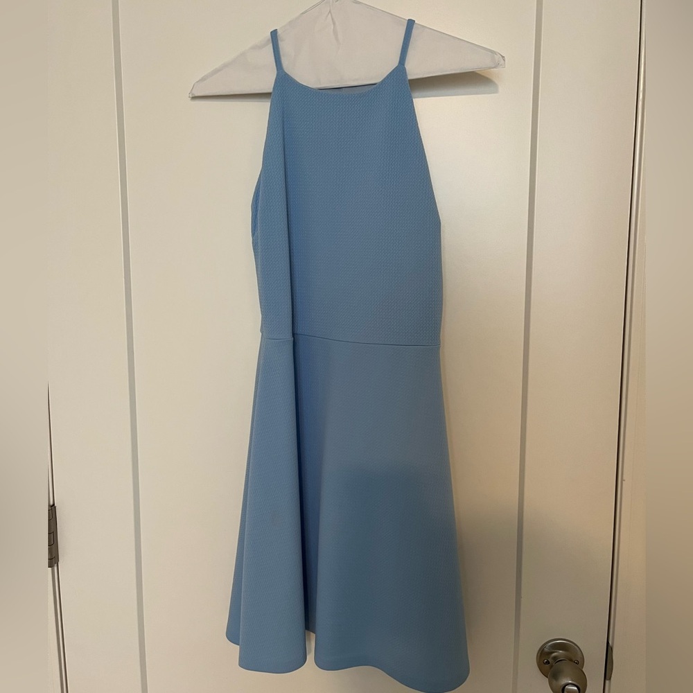 Elegant Sky Blue Halter Dress